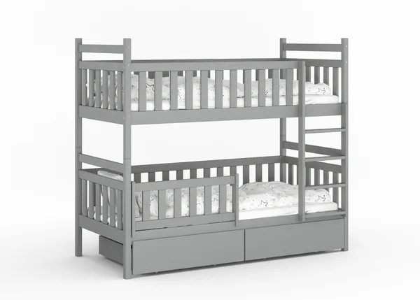 Grafitowe łóżko dziecięce w nowoczesnym pokoju