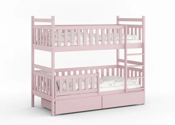 Aranżacja pokoju z różowym łóżkiem dla dziecka Rodrew