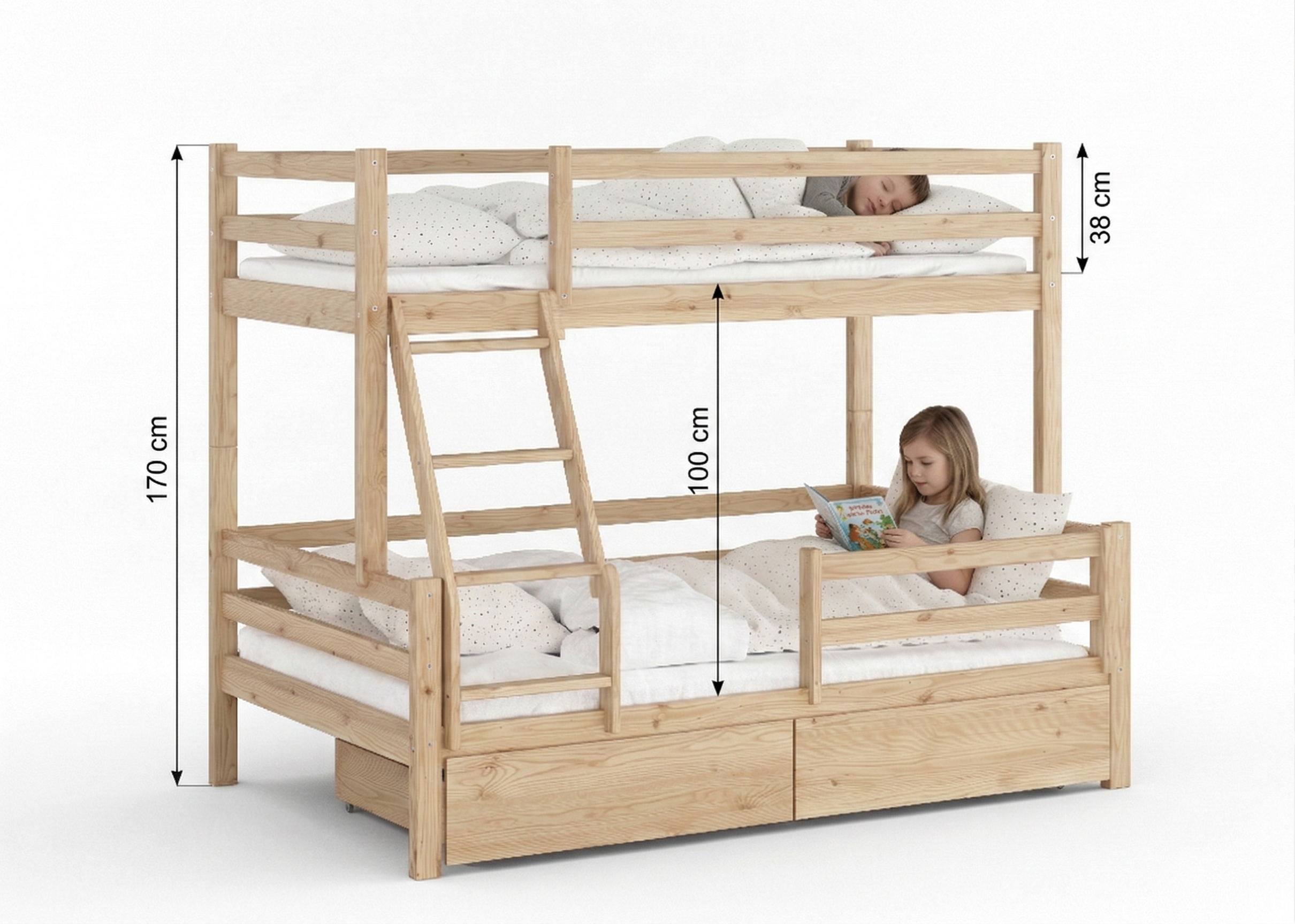 Rysunek techniczny łóżka z wymiarami