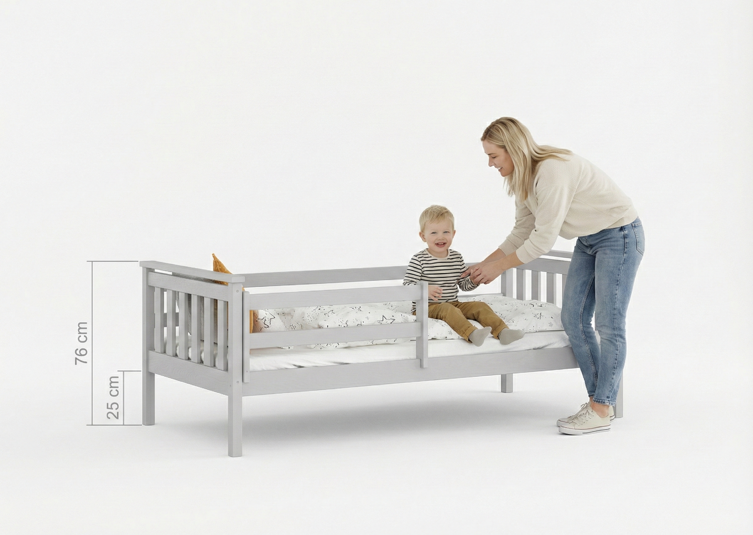 Rysunek techniczny łóżka z wymiarami