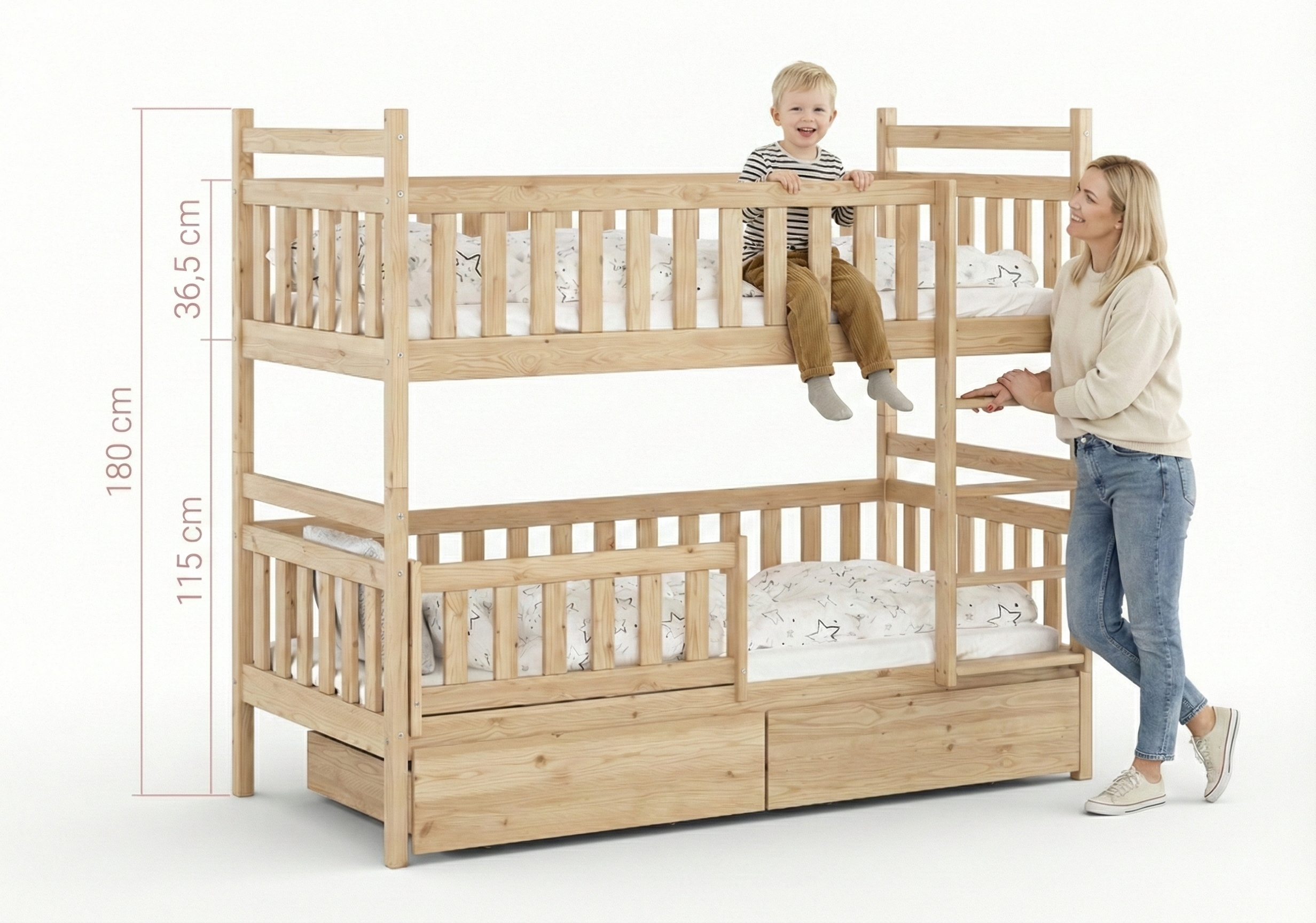 Rysunek techniczny łóżka z wymiarami